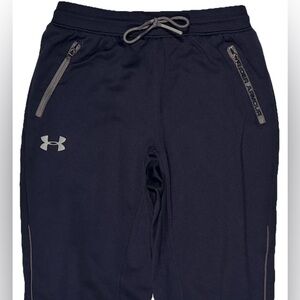 UNDER ARMOUR JOGGER PANTS BOYS L LOOSE FIT TAPERED LEGS ZIPPERED POCKETS NAVY